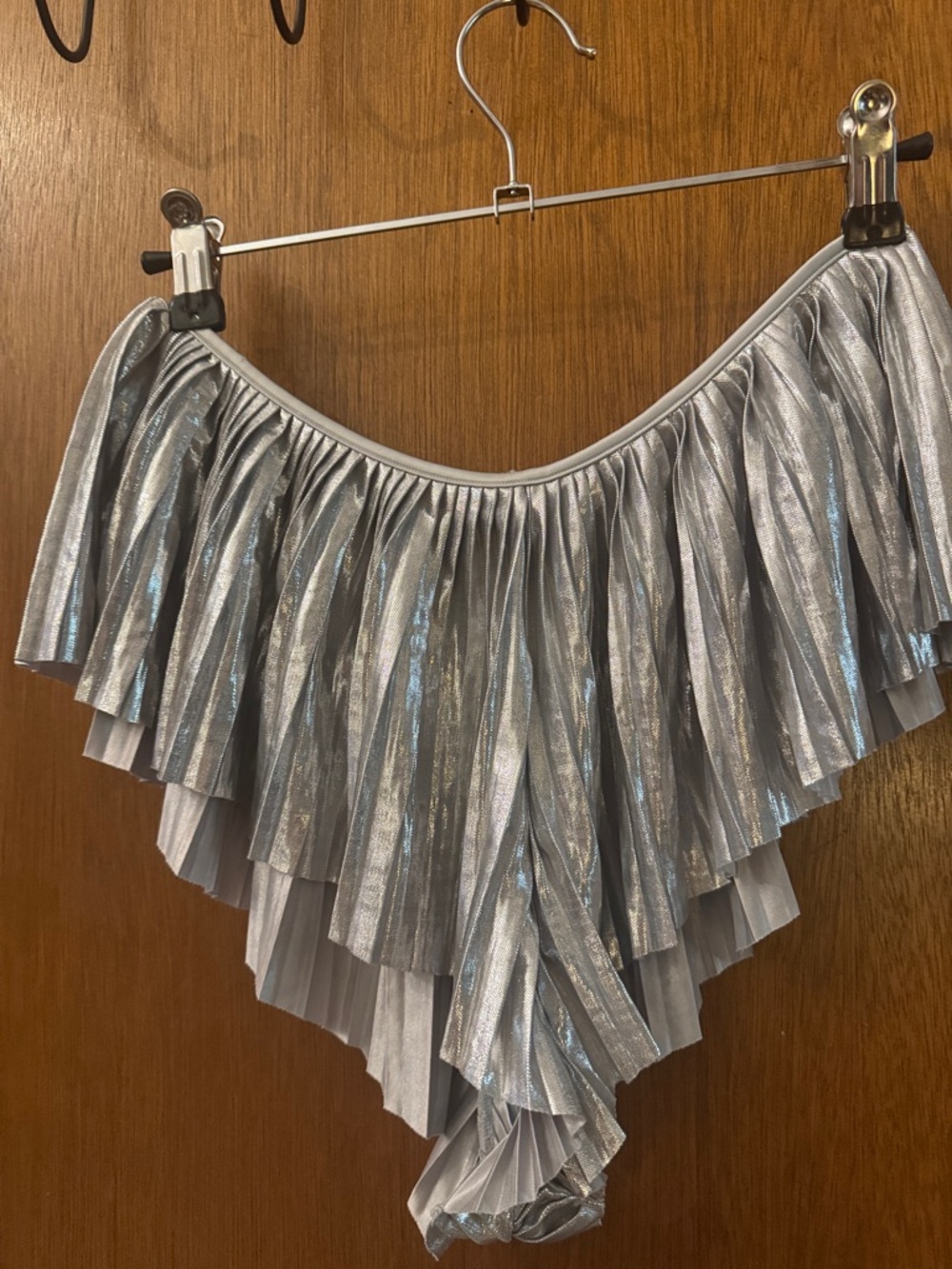 Savage X Fenty Silver Metallic Pleated Ruffle Chemise Slip